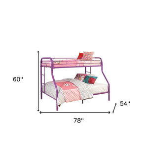 Homeroots 78" X 54" X 60" Twin Over Full Purple Metal Tube Bunk Bed Purple Metal 286575