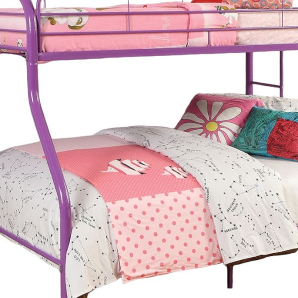 Homeroots 78" X 54" X 60" Twin Over Full Purple Metal Tube Bunk Bed Purple Metal 286575