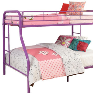 Homeroots 78" X 54" X 60" Twin Over Full Purple Metal Tube Bunk Bed Purple Metal 286575