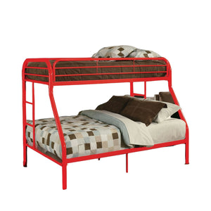 Homeroots 78" X 54" X 60" Twin Over Full Red Metal Tube Bunk Bed Red Metal 286576