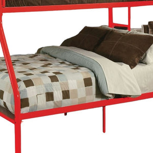 Homeroots 78" X 54" X 60" Twin Over Full Red Metal Tube Bunk Bed Red Metal 286576