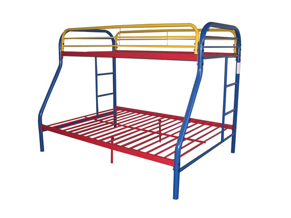 Homeroots 78" X 54" X 60" Twin Over Full Rainbow Metal Tube Bunk Bed Rainbow Metal 286577