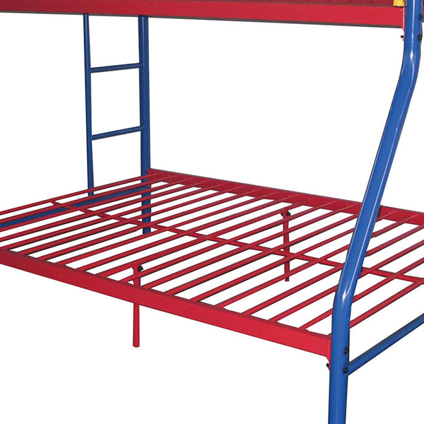 Homeroots 78" X 54" X 60" Twin Over Full Rainbow Metal Tube Bunk Bed Rainbow Metal 286577