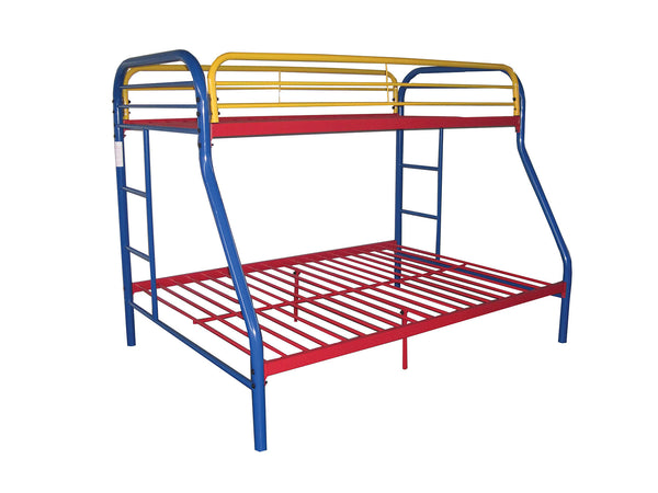 Homeroots 78" X 54" X 60" Twin Over Full Rainbow Metal Tube Bunk Bed Rainbow Metal 286577