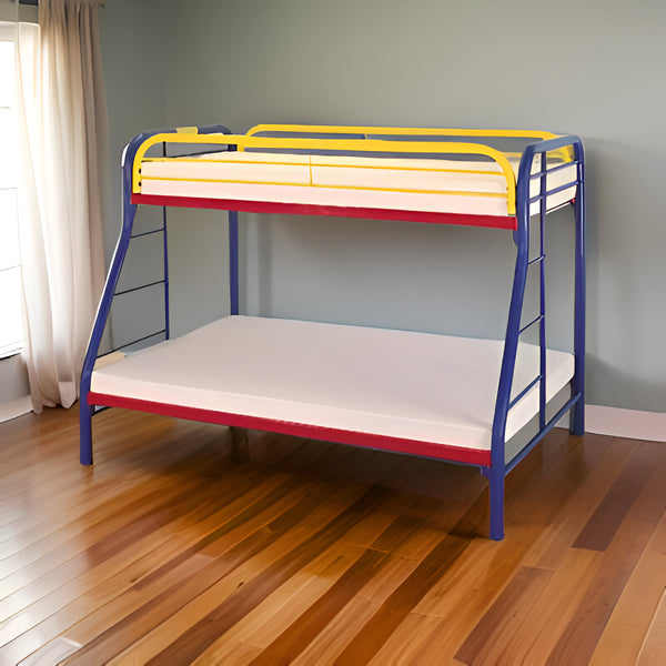 Homeroots 78" X 54" X 60" Twin Over Full Rainbow Metal Tube Bunk Bed Rainbow Metal 286577