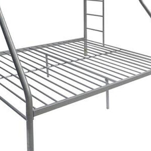HomeRoots Black Twin Over Full Bunk Bed – Contemporary Metal Design for Space-Saving, Stylish, and Safe Sleeping Silver 286578