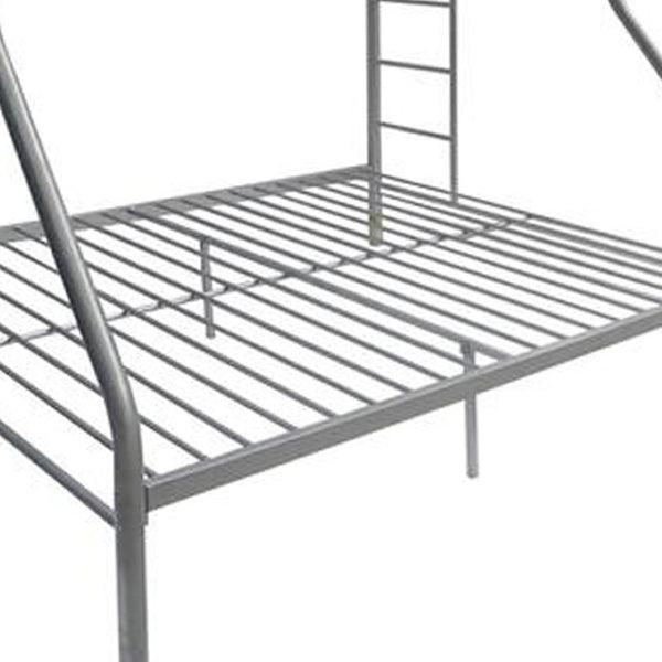 HomeRoots Black Twin Over Full Bunk Bed – Contemporary Metal Design for Space-Saving, Stylish, and Safe Sleeping Silver 286578