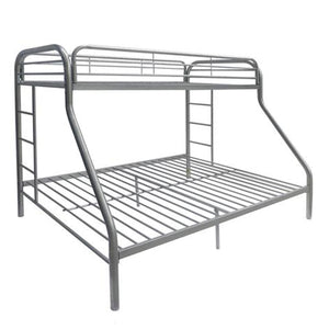 Homeroots 78" X 54" X 60" Twin Over Full Silver Metal Tube Bunk Bed Silver Metal 286578
