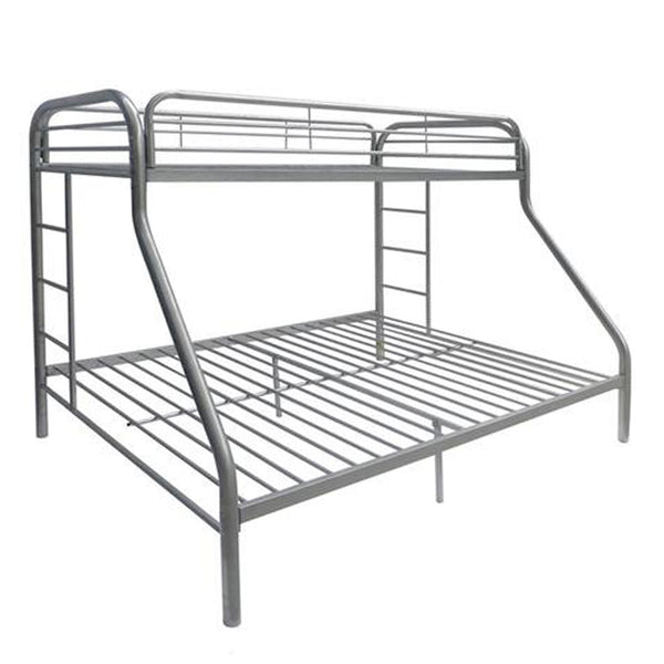 Homeroots 78" X 54" X 60" Twin Over Full Silver Metal Tube Bunk Bed Silver Metal 286578