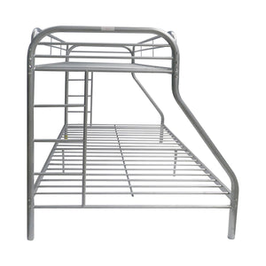 Homeroots 78" X 54" X 60" Twin Over Full Silver Metal Tube Bunk Bed Silver Metal 286578