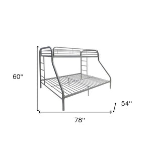 HomeRoots Black Twin Over Full Bunk Bed – Contemporary Metal Design for Space-Saving, Stylish, and Safe Sleeping Silver 286578