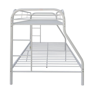 Homeroots White Twin Over Full Contemporary Metal Bunk Bed White  286579