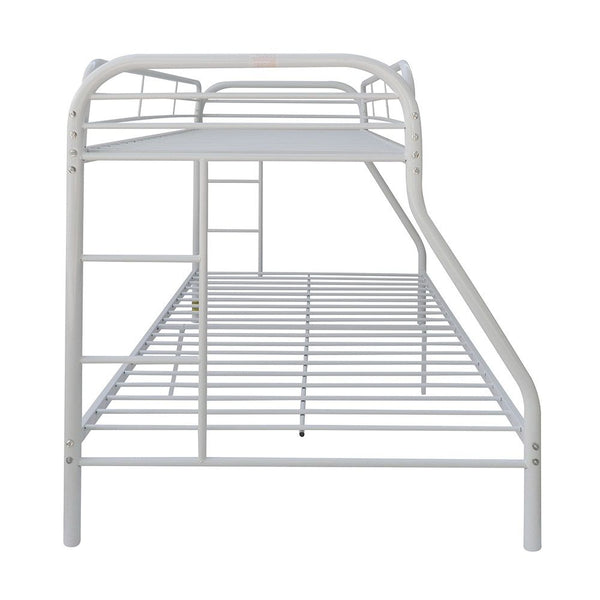 Homeroots White Twin Over Full Contemporary Metal Bunk Bed White  286579