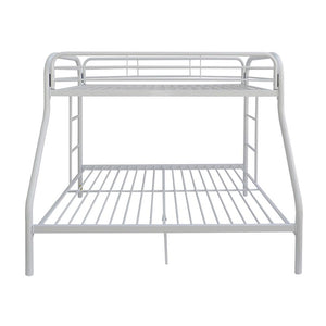Homeroots White Twin Over Full Contemporary Metal Bunk Bed White  286579