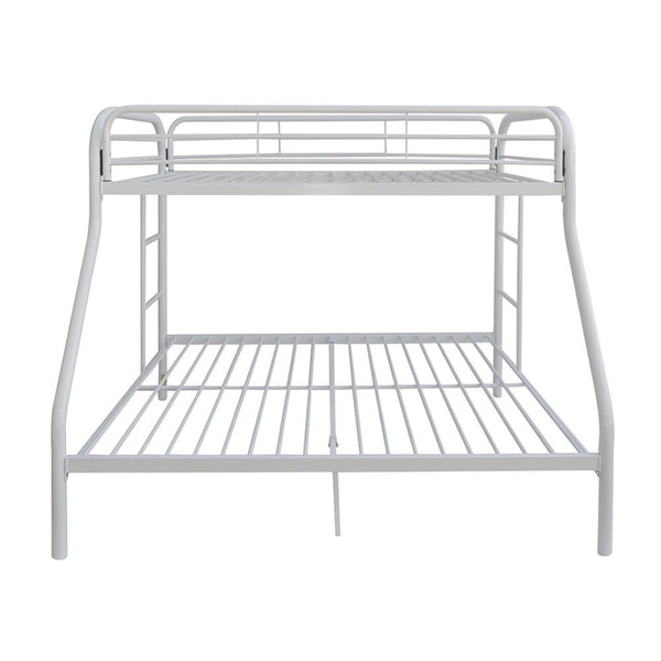 Homeroots White Twin Over Full Contemporary Metal Bunk Bed White  286579