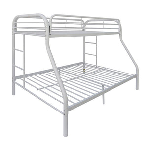 Homeroots White Twin Over Full Contemporary Metal Bunk Bed White  286579