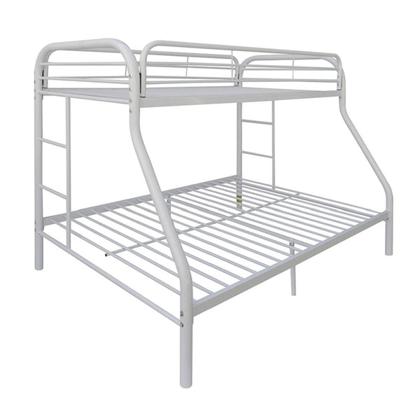 Homeroots White Twin Over Full Contemporary Metal Bunk Bed White  286579