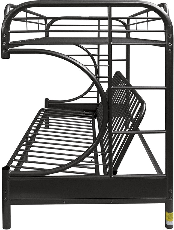 Homeroots Black Twin Over Full Contemporary Metal Bunk Bed Black Metal 286584