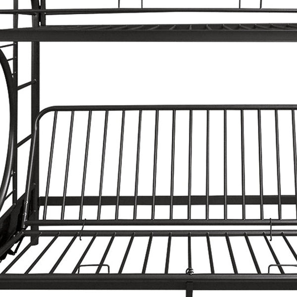Homeroots Black Twin Over Full Contemporary Metal Bunk Bed Black Metal 286584