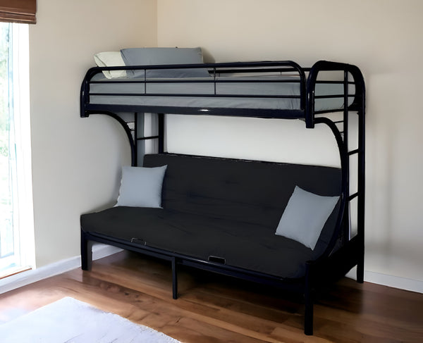 Homeroots Black Twin Over Full Contemporary Metal Bunk Bed Black Metal 286584