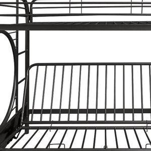 HomeRoots 78" Twin Over Full Metal Bunk Bed - Sturdy, Space-Saving Design with Safety Features for Kids’ Rooms Black 286584