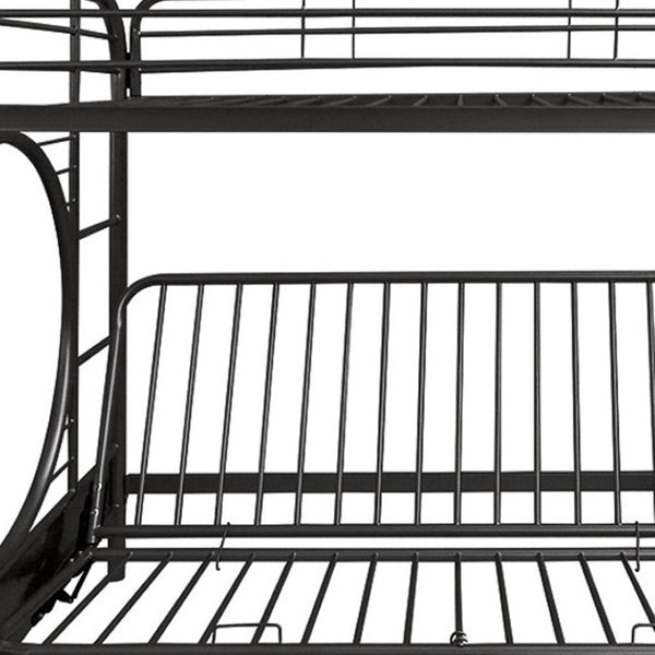 HomeRoots 78" Twin Over Full Metal Bunk Bed - Sturdy, Space-Saving Design with Safety Features for Kids’ Rooms Black 286584