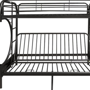 HomeRoots 78" Twin Over Full Metal Bunk Bed - Sturdy, Space-Saving Design with Safety Features for Kids’ Rooms Black 286584