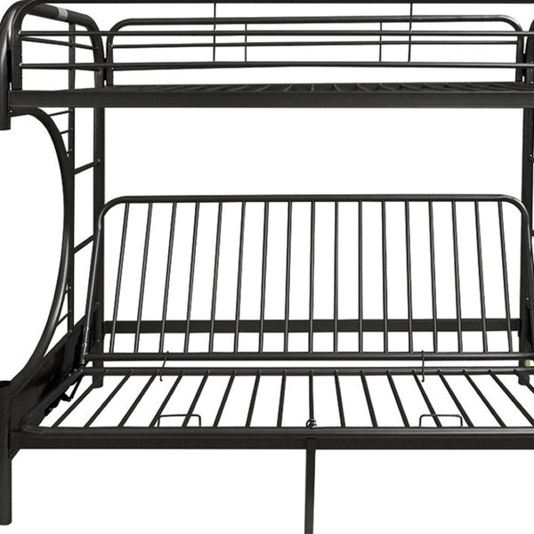 HomeRoots 78" Twin Over Full Metal Bunk Bed - Sturdy, Space-Saving Design with Safety Features for Kids’ Rooms Black 286584