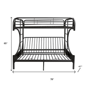 HomeRoots 78" Twin Over Full Metal Bunk Bed - Sturdy, Space-Saving Design with Safety Features for Kids’ Rooms Black 286584