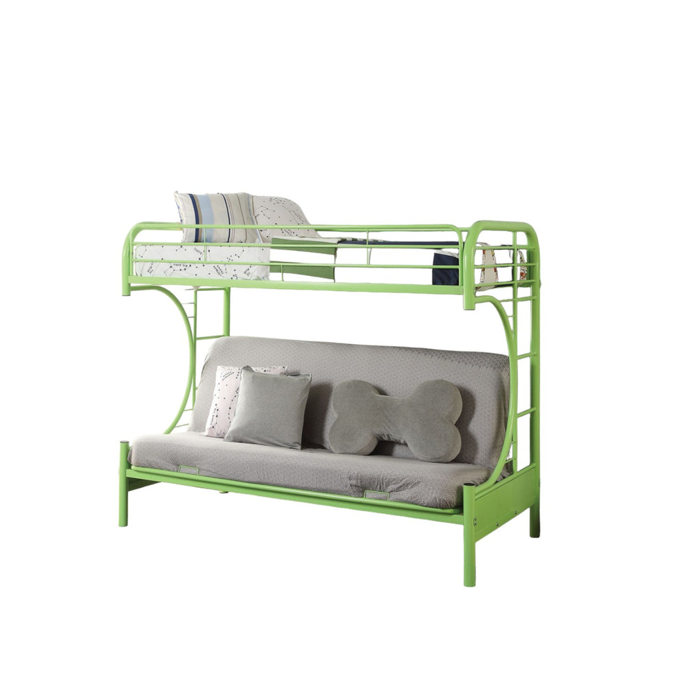 Homeroots 78" X 41" X 65" Twin Over Full Green Metal Tube Futon Bunk Bed Green Metal 286585