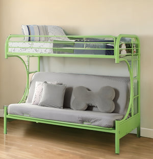 Homeroots 78" X 41" X 65" Twin Over Full Green Metal Tube Futon Bunk Bed Green Metal 286585