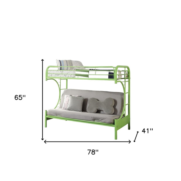 Homeroots 78" X 41" X 65" Twin Over Full Green Metal Tube Futon Bunk Bed Green Metal 286585