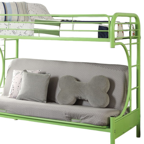 Homeroots 78" X 41" X 65" Twin Over Full Green Metal Tube Futon Bunk Bed Green Metal 286585