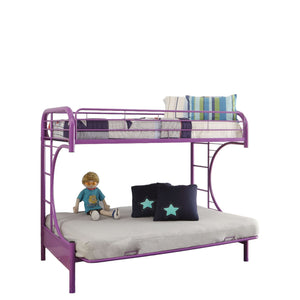 Homeroots 78" X 41" X 65" Twin Over Full Purple Metal Tube Futon Bunk Bed Purple Metal 286587
