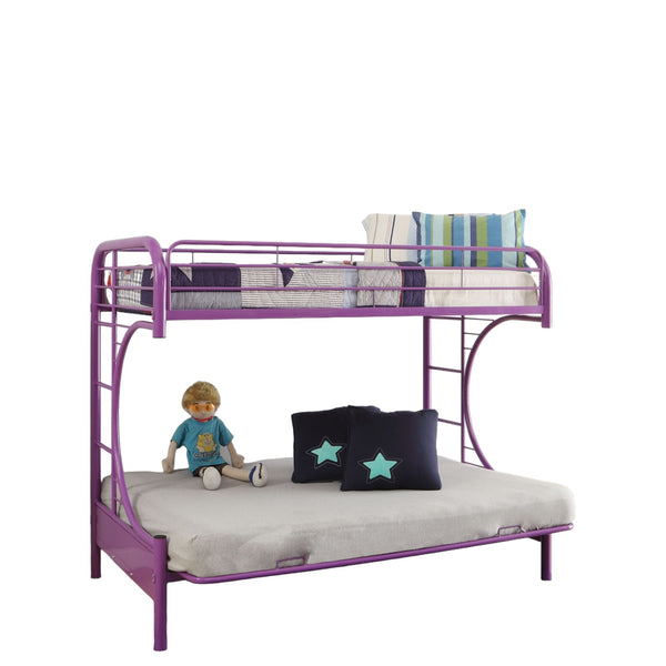 Homeroots 78" X 41" X 65" Twin Over Full Purple Metal Tube Futon Bunk Bed Purple Metal 286587