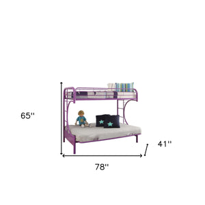 Homeroots 78" X 41" X 65" Twin Over Full Purple Metal Tube Futon Bunk Bed Purple Metal 286587