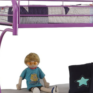 Homeroots 78" X 41" X 65" Twin Over Full Purple Metal Tube Futon Bunk Bed Purple Metal 286587