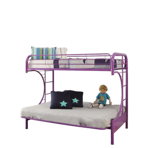 Homeroots 78" X 41" X 65" Twin Over Full Purple Metal Tube Futon Bunk Bed Purple Metal 286587