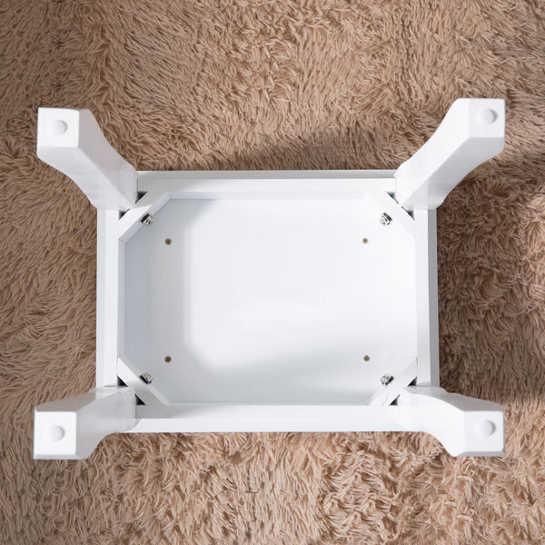 English Elm Vanity White Makeup Stool with Cushion and Solid Wood Legs, Anti-Slip Pads, Comfortable PU Seat W3128P281249