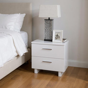 HomeRoots 23" Glamorous Mirrored Nightstand with Two Drawers - Elegant Storage Solution for Any Room 286602