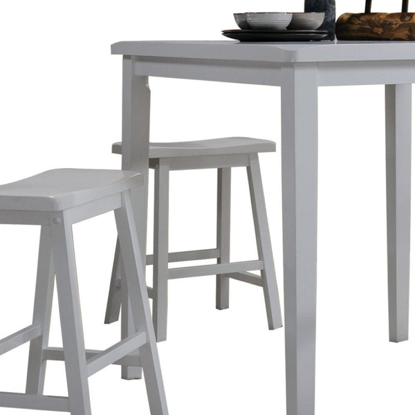 HomeRoots 36" Space-Saving 5-Piece White Rubberwood Counter Height Dining Set for Modern Compact Areas 286608