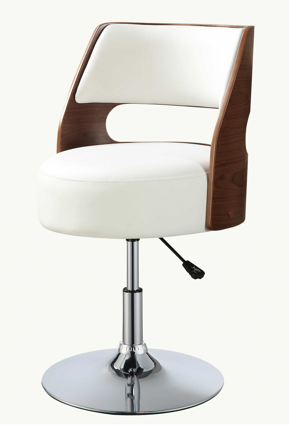 Homeroots 35" White Stainless Steel Swivel Low Back Bar Chair  Polyurethane Foam 286621