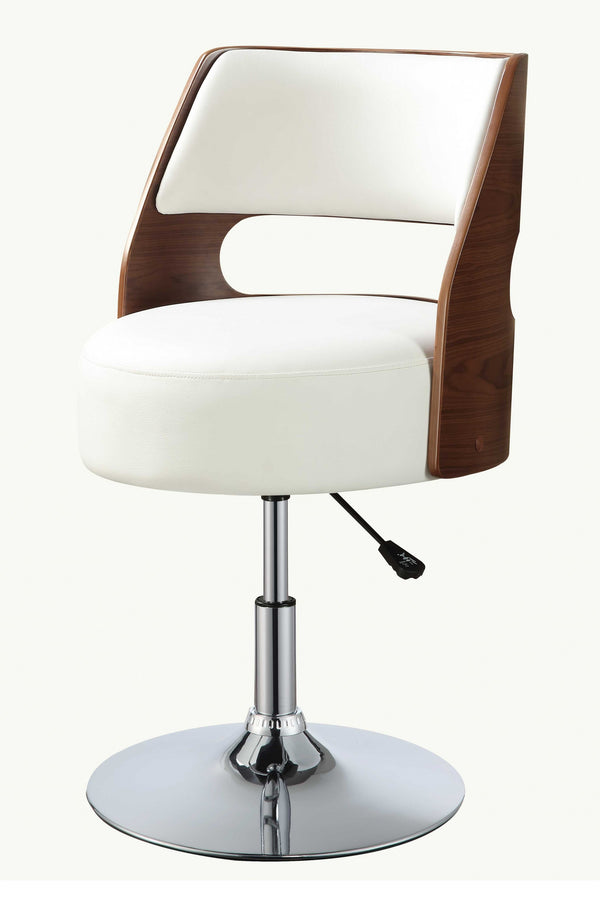 Homeroots 35" White Stainless Steel Swivel Low Back Bar Chair  Polyurethane Foam 286621