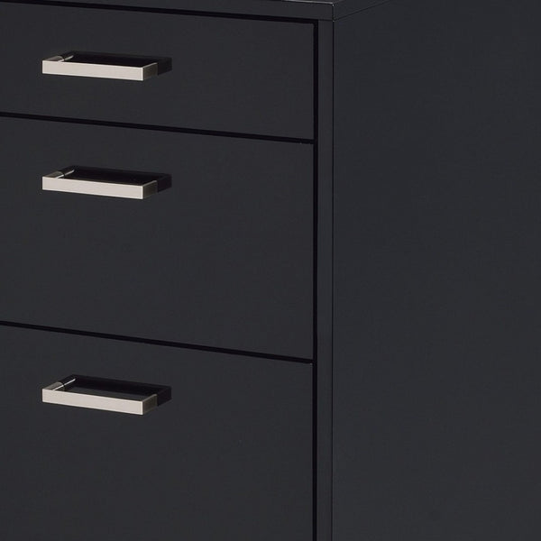 HomeRoots 28" Modern Black Wood and Metal Three-Drawer Filing Cabinet for Stylish Home or Office Organization 286625
