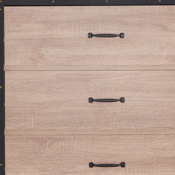 HomeRoots 31" Oak Wood Five Drawer Dresser - Modern Storage Solution with Warm Finish for Cozy Bedrooms 286658