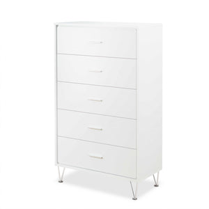 Homeroots 32" White Five Drawer Standard Chest White Manufactured Wood 286660