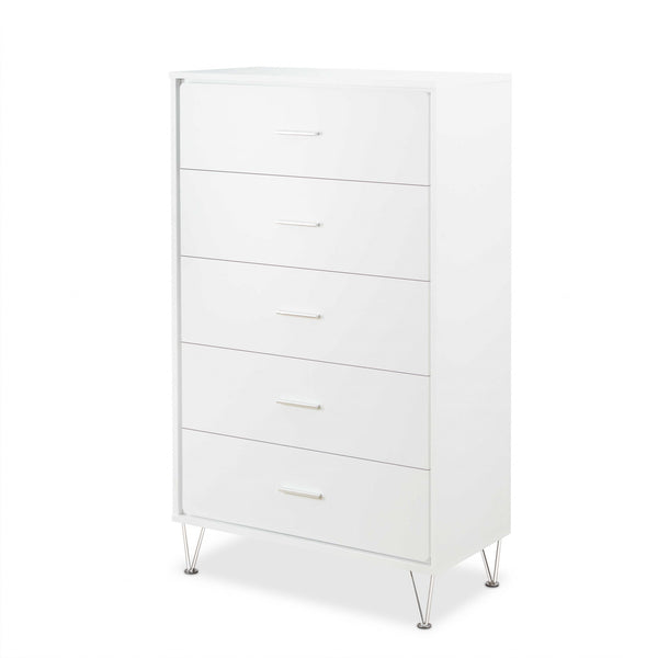 Homeroots 32" White Five Drawer Standard Chest White Manufactured Wood 286660