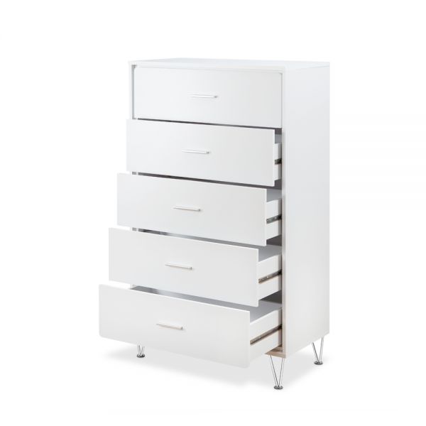 Homeroots 32" White Five Drawer Standard Chest White Manufactured Wood 286660