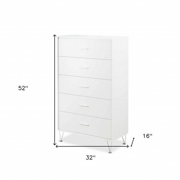 Homeroots 32" White Five Drawer Standard Chest White Manufactured Wood 286660