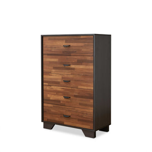 Homeroots 32" Walnut And Espresso Manufactured Wood Five Drawer Chest  Manufactured Wood 286661
